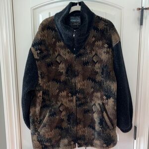 Vintage Western Camo Forecaster Sport Sherpa fleece cozy full zip size L